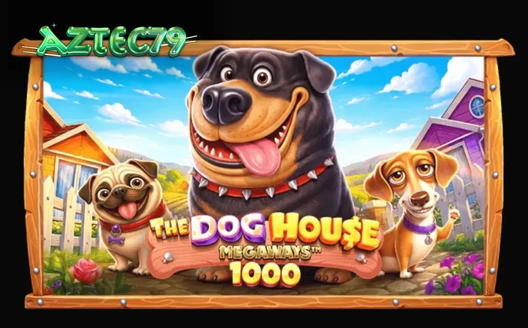 Tampilan visual permainan slot The Dog House Megaways 1000 dengan tema anjing yang ceria